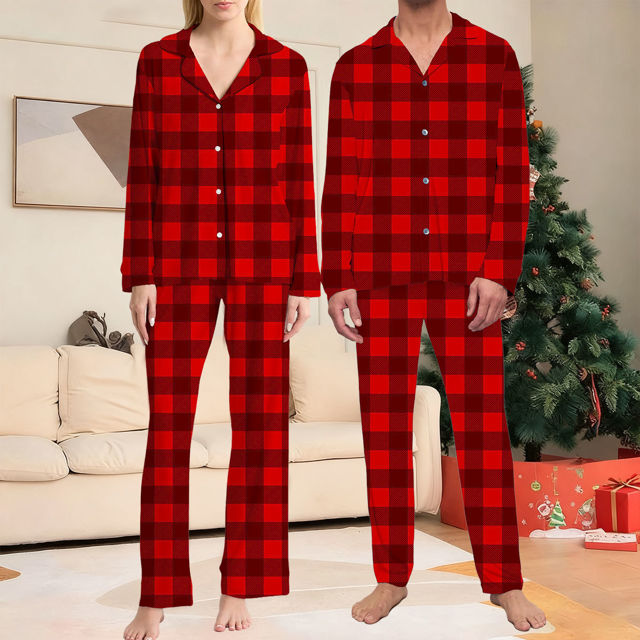 Picture of Family Christmas Pajama Sets - Christmas Red Pattern Long Sleeves Pajamas - Christmas Gift for Loved One