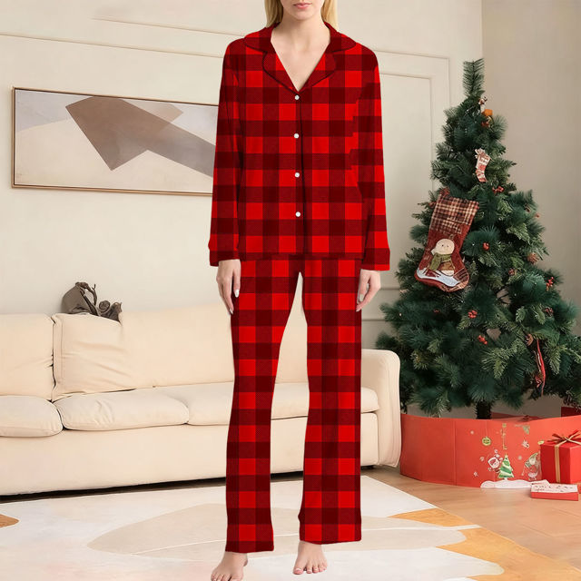 Picture of Family Christmas Pajama Sets - Christmas Red Pattern Long Sleeves Pajamas - Christmas Gift for Loved One