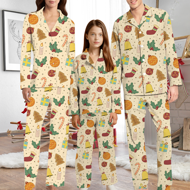 Picture of Family Christmas Pajamas Set – Colourful Vintage Christmas Pattern Pajamas