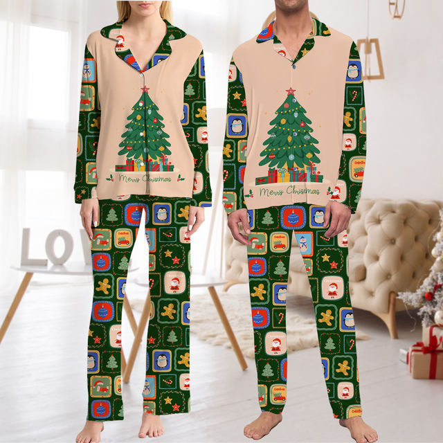 Picture of Family Christmas Pajama Sets - Christmas Pattern Long Sleeves Pajamas - Christmas Gift for Loved One