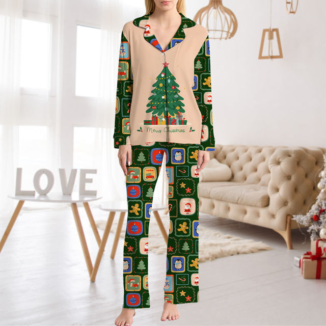 Picture of Family Christmas Pajama Sets - Christmas Pattern Long Sleeves Pajamas - Christmas Gift for Loved One