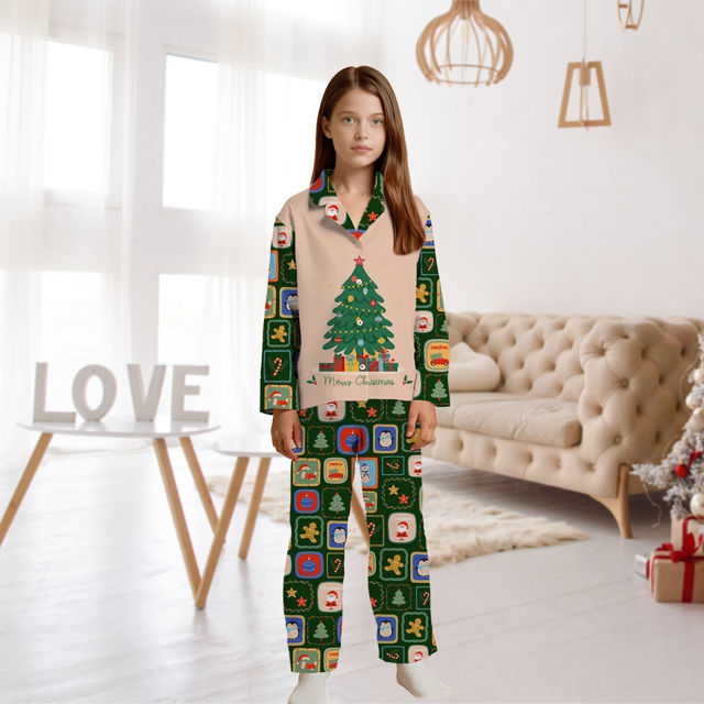 Picture of Family Christmas Pajama Sets - Christmas Pattern Long Sleeves Pajamas - Christmas Gift for Loved One