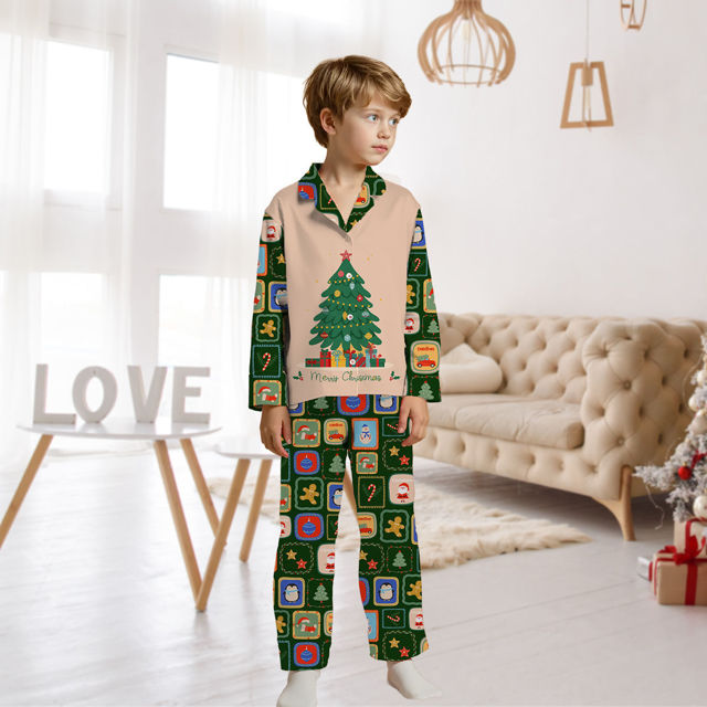 Picture of Family Christmas Pajama Sets - Christmas Pattern Long Sleeves Pajamas - Christmas Gift for Loved One
