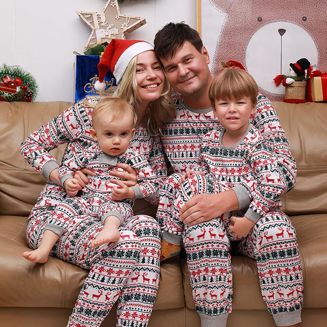 Picture of Family Christmas Pajama Sets - Christmas Pattern Long Sleeves Pajamas - Best Family Gift for Christmas