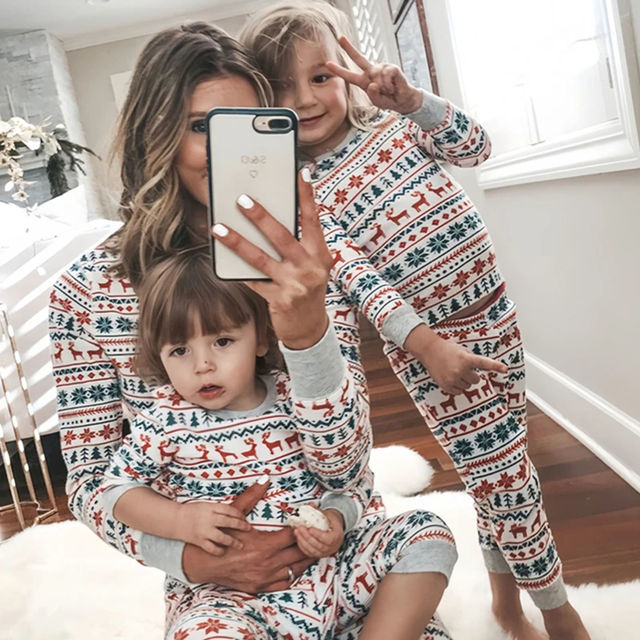 Picture of Family Christmas Pajama Sets - Christmas Pattern Long Sleeves Pajamas - Best Family Gift for Christmas