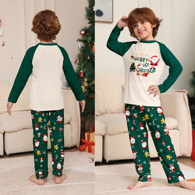 Picture of Family Christmas Pajama Sets - Long Sleeves Pajamas - Green with Santa - Best Family Gift for Christmas