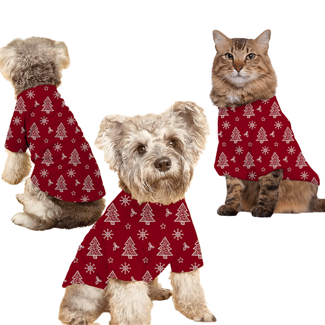 Picture of Family Christmas Pajamas Set – Red Christmas Tree and Snowflake Print Pajamas