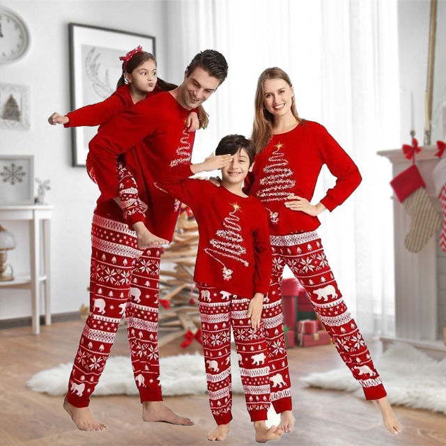 Picture of Family Christmas Pajama Sets - Long Sleeves Pajamas - Sparkle Tree - Nice Family Gift