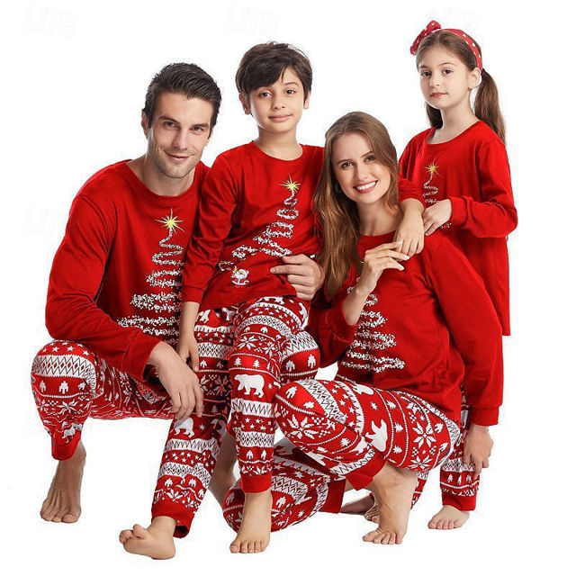 Picture of Family Christmas Pajama Sets - Long Sleeves Pajamas - Sparkle Tree - Nice Family Gift