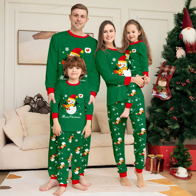 Picture of Family Christmas Pajama Sets - Happy Snowmen Long Sleeves Pajamas - Merry Christmas - Nice Family Gift