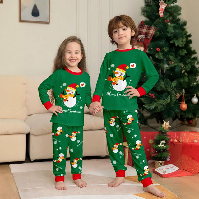 Picture of Family Christmas Pajama Sets - Happy Snowmen Long Sleeves Pajamas - Merry Christmas - Nice Family Gift
