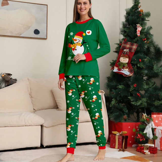Picture of Family Christmas Pajama Sets - Happy Snowmen Long Sleeves Pajamas - Merry Christmas - Nice Family Gift