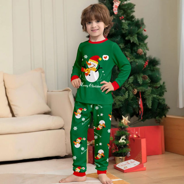 Picture of Family Christmas Pajama Sets - Happy Snowmen Long Sleeves Pajamas - Merry Christmas - Nice Family Gift