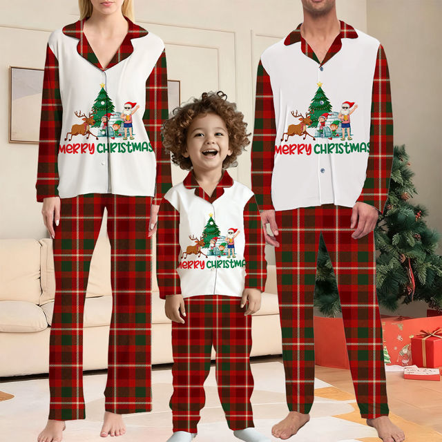 Picture of Merry Christmas Family Pajama Sets - Pattern Long Sleeves Pajamas - Nice Gift