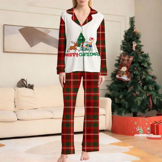 Picture of Merry Christmas Family Pajama Sets - Pattern Long Sleeves Pajamas - Nice Gift