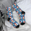 Picture of Custom Photo Face Christmas Socks - Dark Blue with Reindeer Style - Personalized Gift for Family and Friends