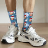 Picture of Custom Photo Face Christmas Socks - Dark Blue with Reindeer Style - Personalized Gift for Family and Friends