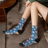 Picture of Custom Photo Face Christmas Socks - Dark Blue with Reindeer Style - Personalized Gift for Family and Friends