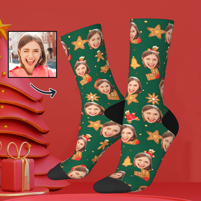 Picture of Custom Photo Face Christmas Socks - Personalized Gift for Family