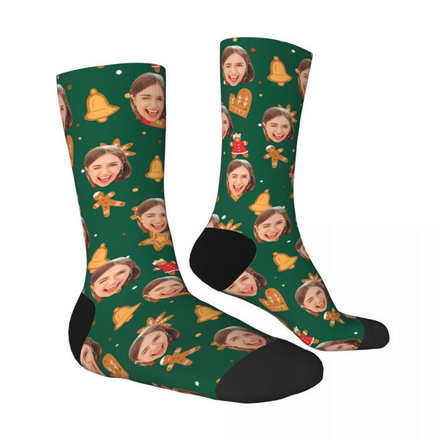 Picture of Custom Photo Face Christmas Socks - Personalized Gift for Family