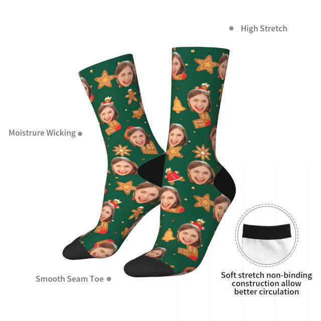 Picture of Custom Photo Face Christmas Socks - Personalized Gift for Family