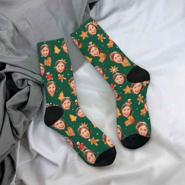 Picture of Custom Photo Face Christmas Socks - Personalized Gift for Family