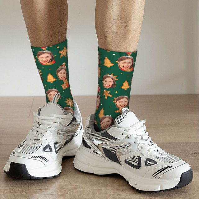 Picture of Custom Photo Face Christmas Socks - Personalized Gift for Family
