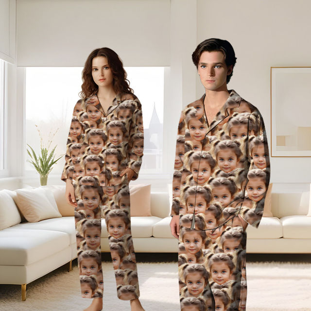 Picture of Customized Colorful Multi-face Pajamas - Personalized Face Copy Unisex Pajamas - Best Gift For Family, Friend