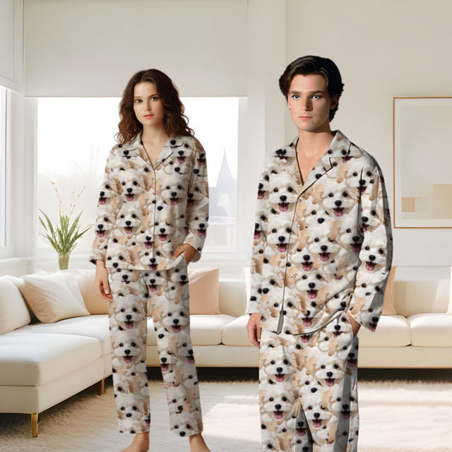 Picture of Custom Colorful Multi-Avatar Pet Pajamas Gift - Personalized Face Copy Unisex Pajamas - Best Gift For Family, Friend