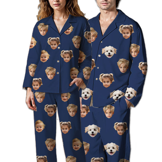 Picture of Customized Colorful Face Pajamas as Unisex Best Gifts - Personalized Face Copy Unisex Pajamas - Best Gift For Family, Friend