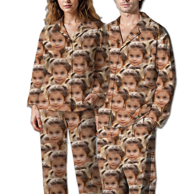 Picture of Customized Colorful Multi-face Pajamas - Personalized Face Copy Unisex Pajamas - Best Gift For Family, Friend