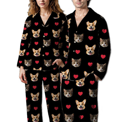 Picture of Custom Pet Love Full Pajamas - Personalized Face Copy Unisex Pajamas - Best Gift For Family, Friend