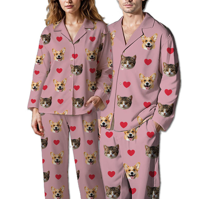 Picture of Personalized pajamas Customized photo pajamas Customized family pajamas complete set - full of loves