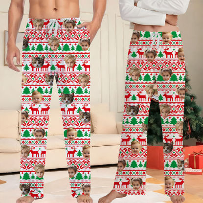 Picture of Family Custom Christmas Pajama Pants with Face - Pajama Bottoms - Christmas Gift for Family & Friends
