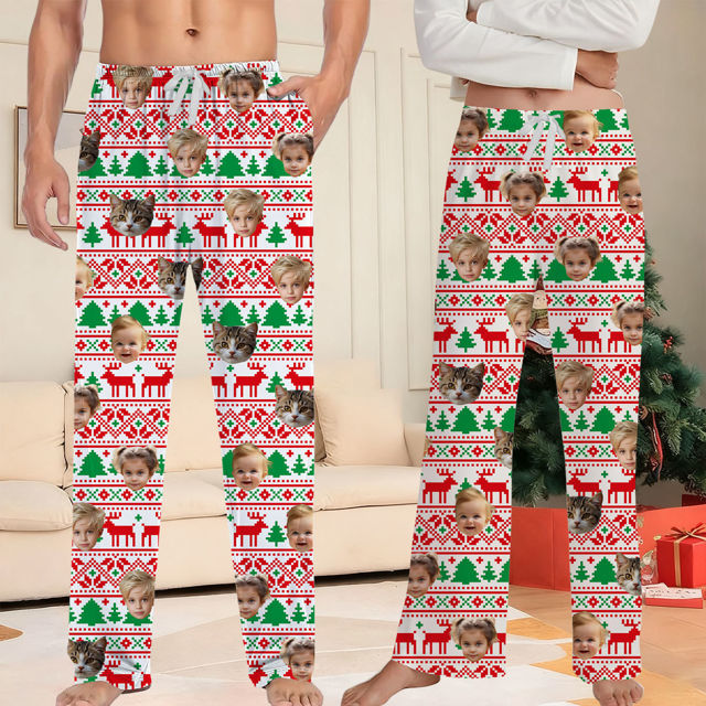 Picture of Family Custom Christmas Pajama Pants with Face - Pajama Bottoms - Christmas Gift for Family & Friends