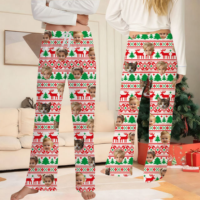 Picture of Family Custom Christmas Pajama Pants with Face - Pajama Bottoms - Christmas Gift for Family & Friends