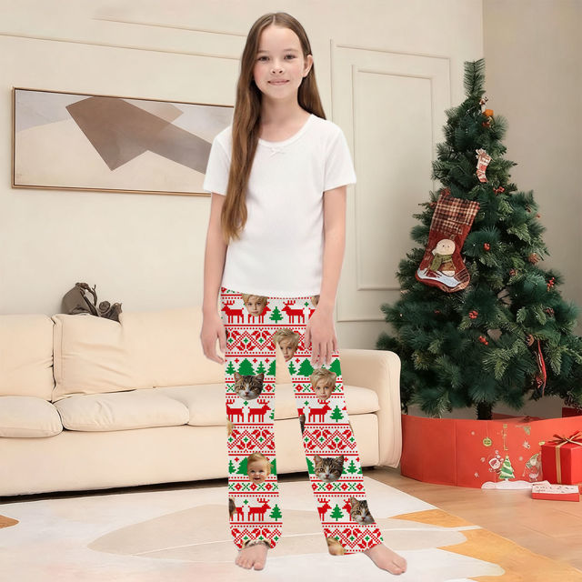 Picture of Family Custom Christmas Pajama Pants with Face - Pajama Bottoms - Christmas Gift for Family & Friends