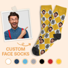 Picture of Custom Photo Face Socks with Text - Custom Plaid Socks - Personalized Gift for Couples and Family