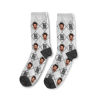 Picture of Custom Photo Face Socks with Text - Custom Plaid Socks - Personalized Gift for Couples and Family