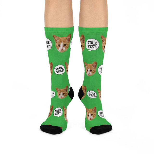 Picture of Custom Pet Photo Face Socks with Text - Personalized Gift for Pet Lovers