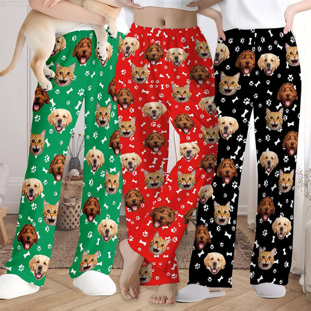 Picture of Personalized Pajama Pants with Pet Faces - Personalized Pajama bottoms - Christmas Gift