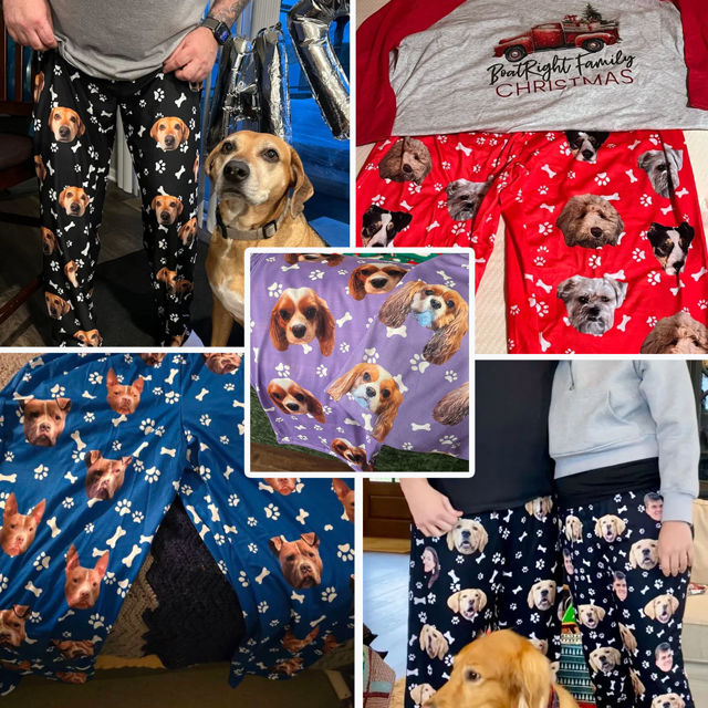 Picture of Personalized Pajama Pants with Pet Faces - Personalized Pajama bottoms - Christmas Gift
