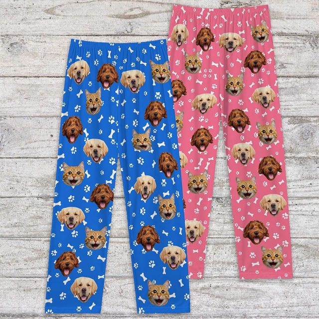 Picture of Personalized Pajama Pants with Pet Faces - Personalized Pajama bottoms - Christmas Gift