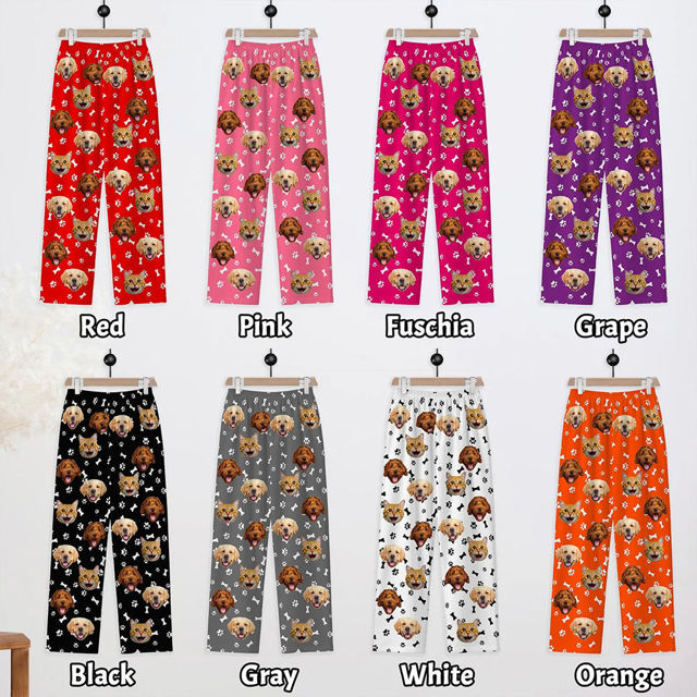 Picture of Personalized Pajama Pants with Pet Faces - Personalized Pajama bottoms - Christmas Gift