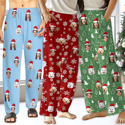 Picture of Personalized Christmas Pajama Pants - Personalised Pajama bottoms with Faces and Patterns - Gift for Friends