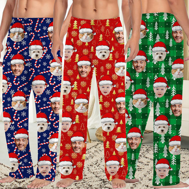 Picture of Personalized Christmas Pajama Pants - Personalised Pajama bottoms with Faces - Nice Family Gift