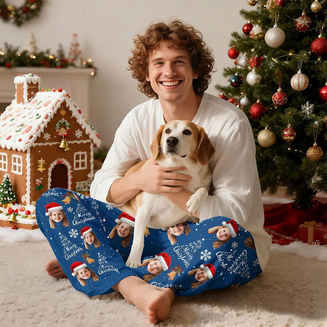 Picture of Personalized Christmas Pajama Pants with Faces - Personalized Pajama bottoms - Christmas Gift