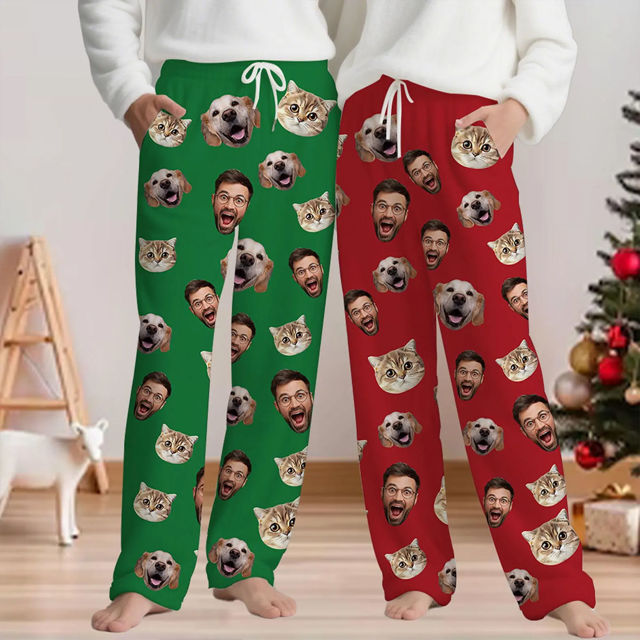 Picture of Personalized Flannel Pajama Pants - Personalized Face Pajama Gift - Heartwarming Christmas Gift