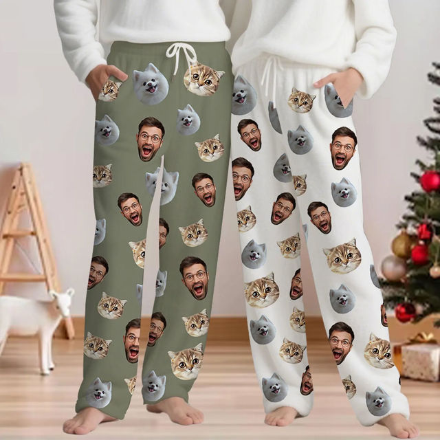 Picture of Personalized Flannel Pajama Pants - Personalized Face Pajama Gift - Heartwarming Christmas Gift