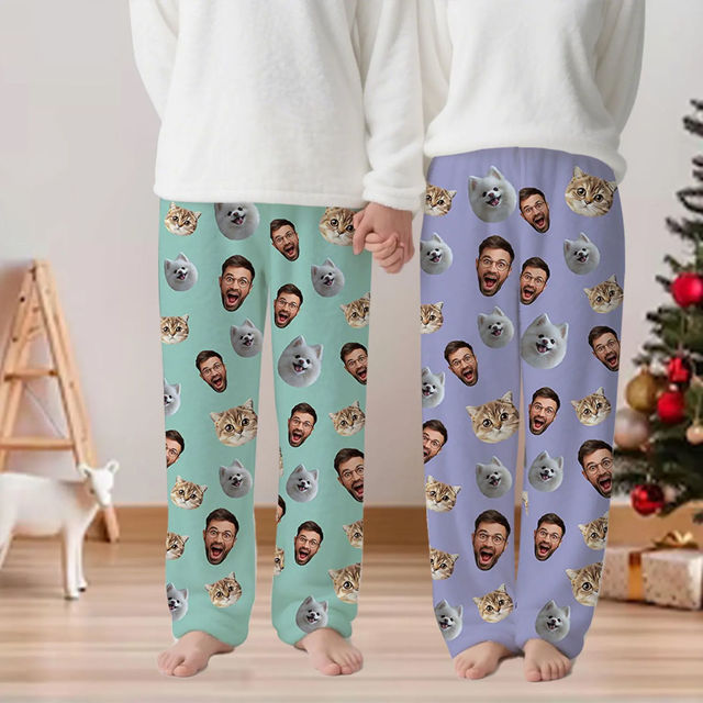 Picture of Personalized Flannel Pajama Pants - Personalized Face Pajama Gift - Heartwarming Christmas Gift